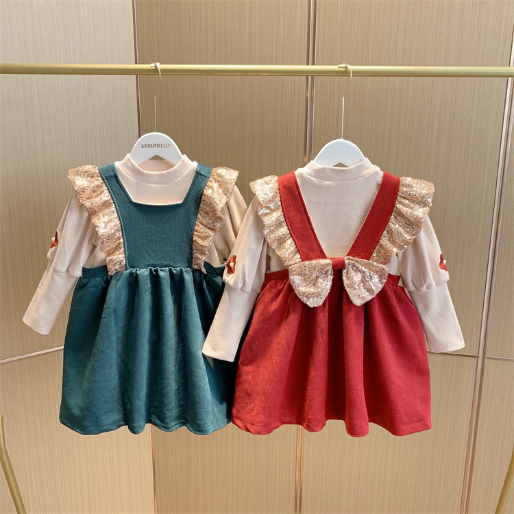 CHUBBI 146 Dress Overall Anak Perempuan Payet Pita Love Sleeve