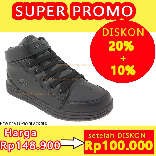 NEW ERA LUXIO BLACK sepatu sekolah boots casual sneckers