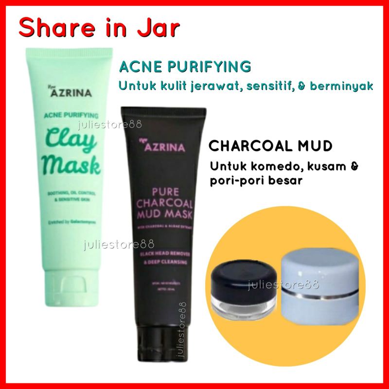 (SHARE IN JAR) AZRINA Acne Purifying Clay Mask Pure Charcoal Mud Mask