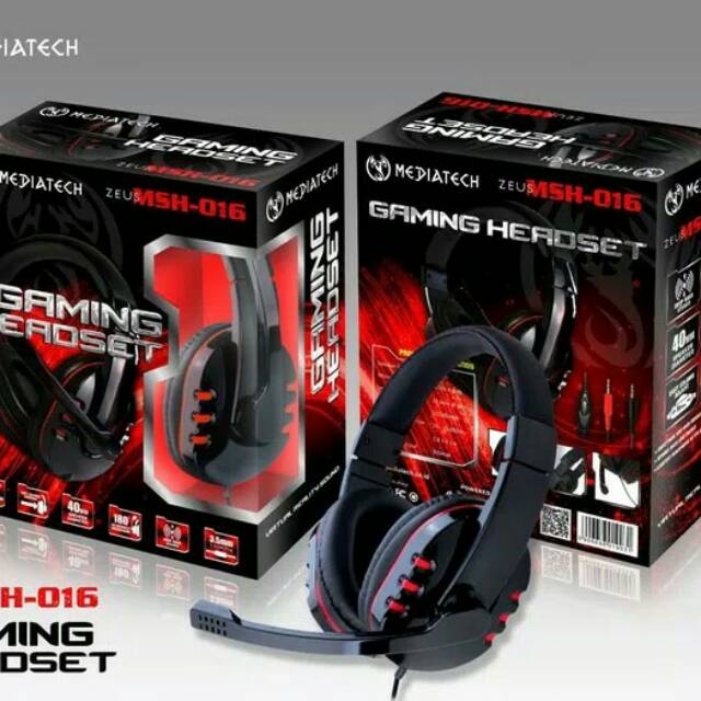 mediatech gaming headset/handphone gaming zeus msh 016-merah