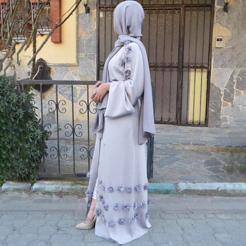 Elegant Adult Muslim Abaya Arab Turkish Singapore Cardigan Appliques Jilbab Dubai Muslims Women