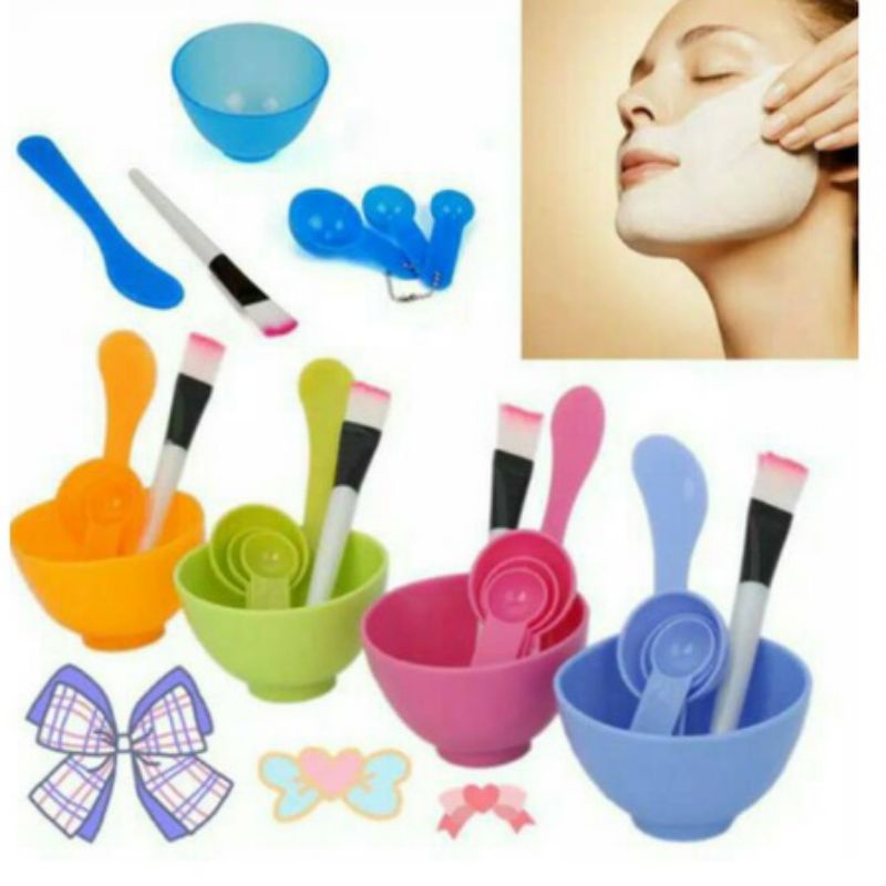 Mangkok Masker Set / Mask Bowl / Mangkok Masker 4 IN 1 / Kosmetik / Brush / Kuas