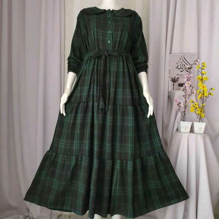 Gamis MIni Dress Jumbo Busui Motif kotak