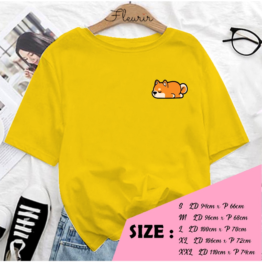 FLEURIR - COD KAOS WANITA SHIBA INU MAGER PRIA REMAJA DEWASA UNISEX TSHIRT JUMBO