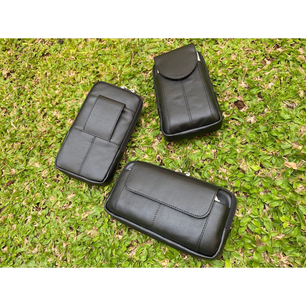 SARUNG HP PINGGANG PRIA KULIT DOUBLE UKURAN 6-7 INCH TAS HP PINGGANG DOMPET HP 2 SLOT