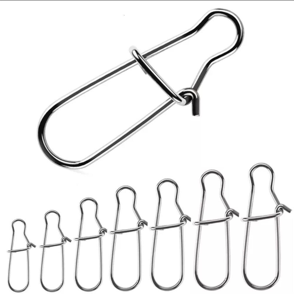 TOP 100pcs Pin Gesper Memancing Putar Longline Konektor Alat Luar Ruangan Klip Mata Terbuka