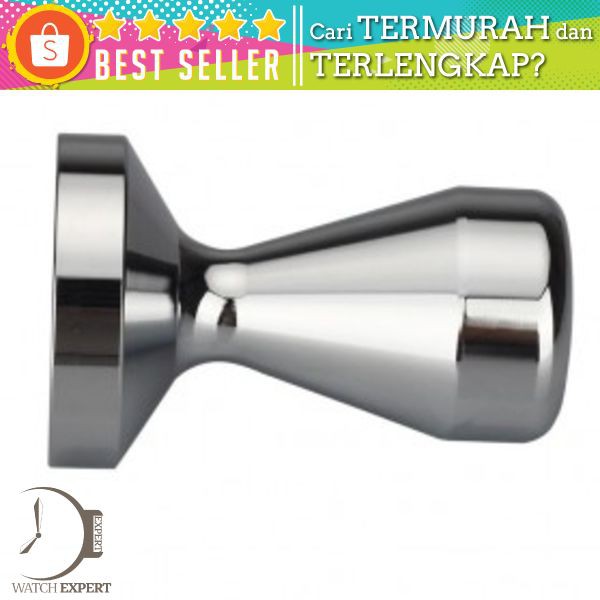 OneTwoCups Tamper Kopi Espresso Flat Stainless Steel Chrome Plated 50mm - SS51 - Silver