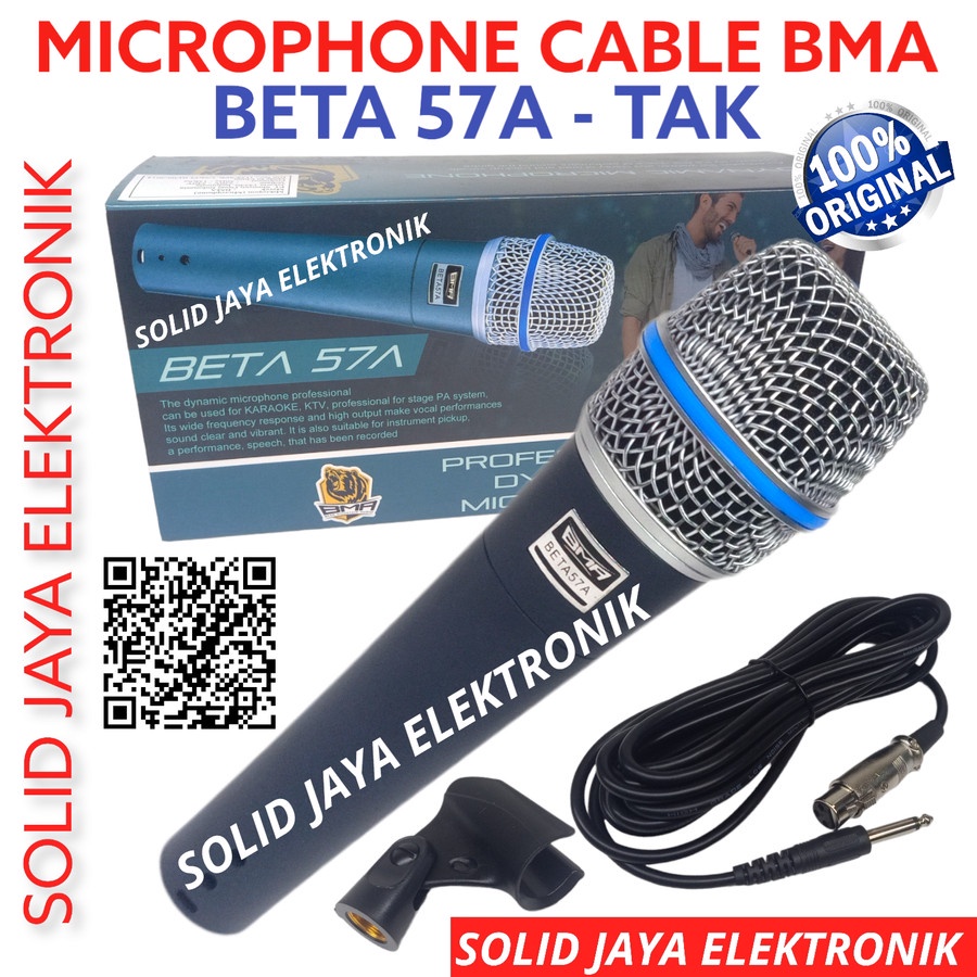 MIC MICROPHONE BMA BETA 57A TAK DYNAMIC KABEL BETA57A BETA57 BETA 57  TAK TAG TA INSTRUMENT GENDANG VOCAL VOKAL PROFESIONAL MIC MIK MIKROPON MIKROPHONE DINAMIC KARAOKE BMA DYNAMIC BETA57 TANPA SAKLAR INSTRUMEN ASLI ORI ORIGINAL