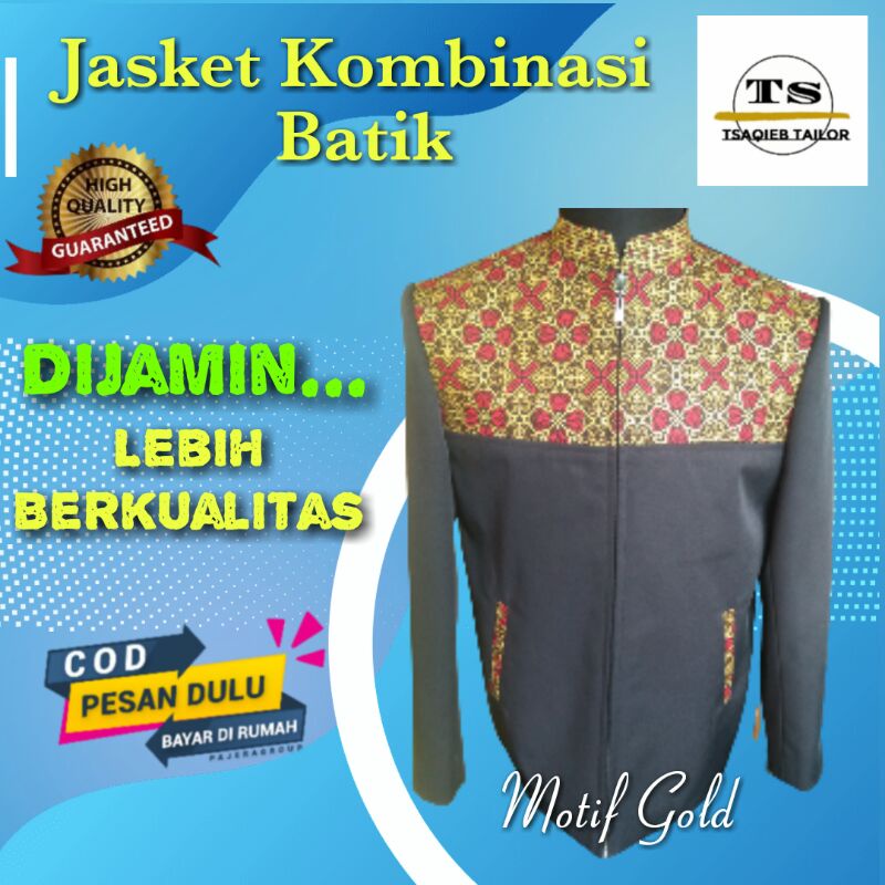 Jasket Formal Pria Cowok Santri Milenial Kombinasi Batik Prada Bahan High Twist Halus