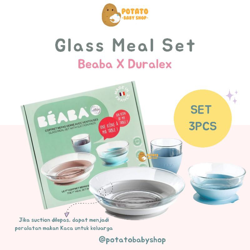 Beaba Duralex Glass Meal Set - Peralatan Makan Kaca Beaba