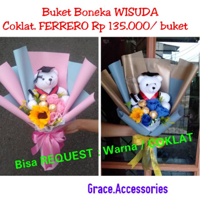 Buket bucket boneka wisuda coklat ferrero gift kado hadiah wisuda graduation