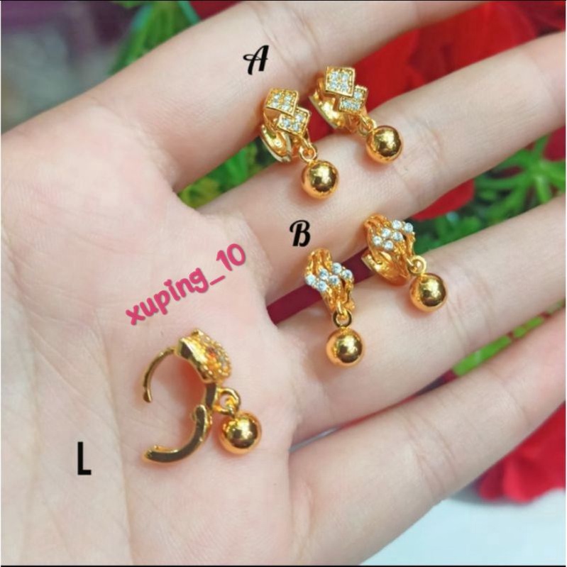 Anting Anak Jepit Permata Zircon Gold