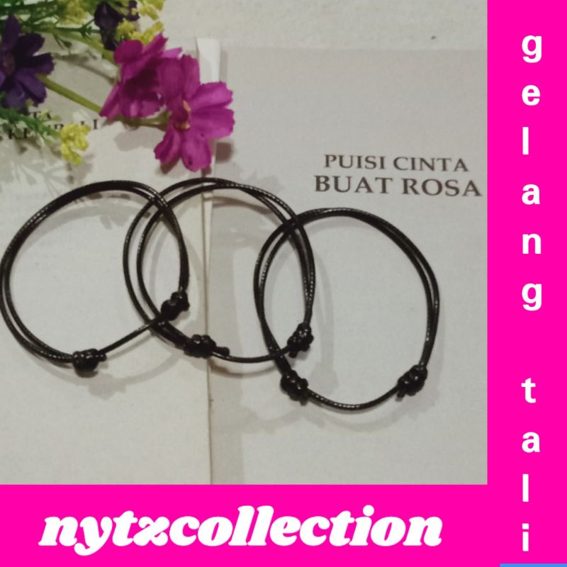 Gelang Tali Kulit Gelang Hitam Polos Gelang Tali Korea Waterproof