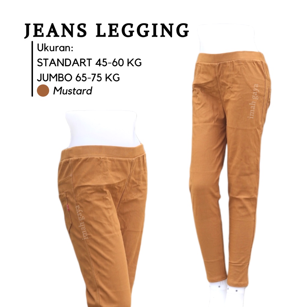 Celana Jegging Jeans Wanita Dewasa Standar &amp; Jumbo Polos Soft Jeans Jegging Polos