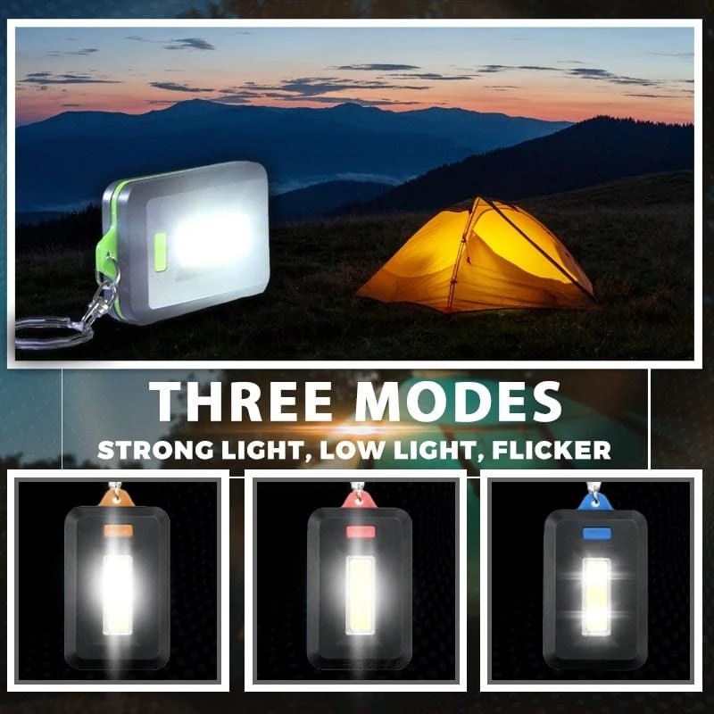 Gantungan Kunci LED COB Mini Portable Warna Acak Untuk Camping / Hiking / Memancing