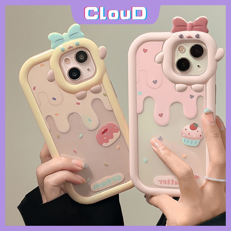 Soft Tpu 3D Bow-knot Little Monster Lens Phone Case Redmi A1+910 9A 10C 10A 9T 9C 9C NFC Redmi Note 11s 11Pro+89 10 Pro Shockproof Glossy Musim Panas Es Krim Kue Tutup Belakang