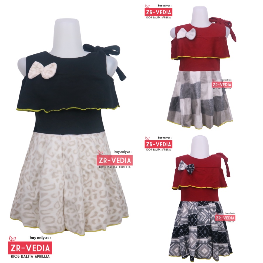 Dress Rachel uk 2-3 Tahun / Dres Model Baju Anak Perempuan Gaun Pesta Polos Motif Export Quality