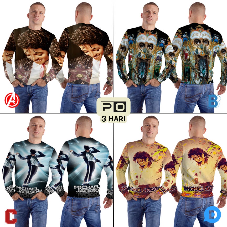 Jaket Sweatshirt Michael Jackson Legend Sweat Shirt Fullprint Bahan Polyester Jersey Casual RARE Swe