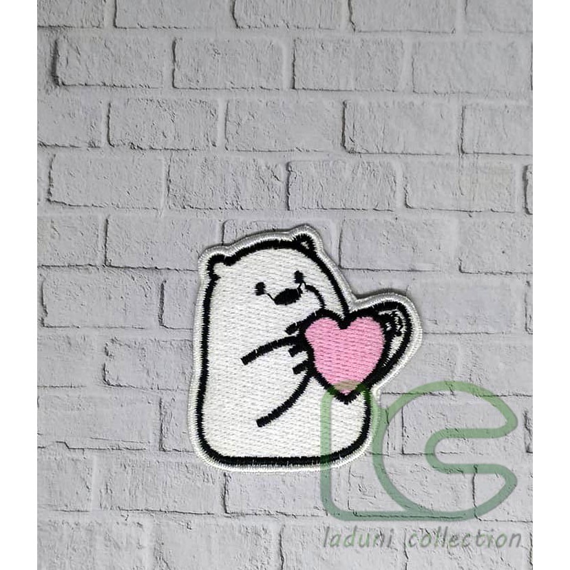 Patch bordir Bare Bear/ Patch bordir ICE BEAR LOVE