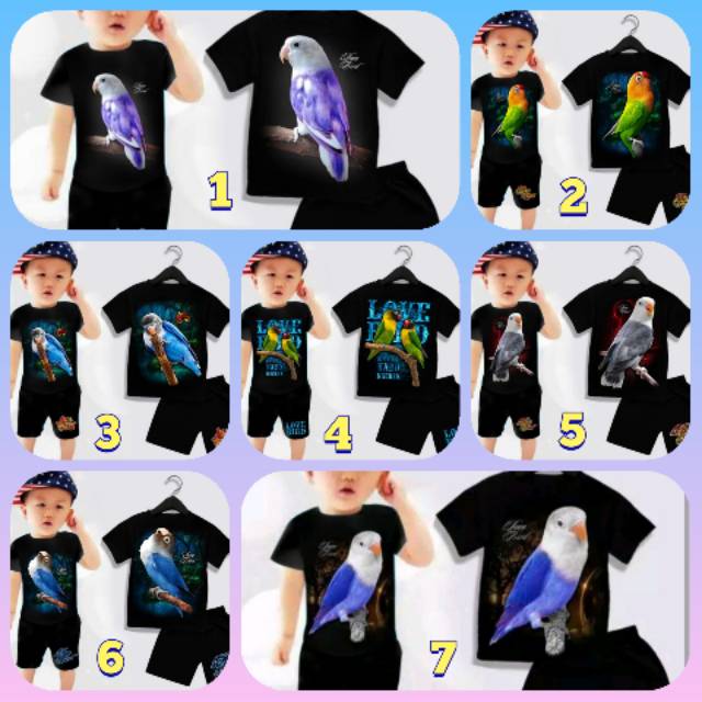 Setelan baju anak lucu Kicau Mania Lovebird