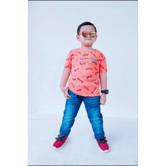 Kaos Printing Anak Laki Laki Premium 2-8 Tahun, Kaos Dinosaurus Karakter