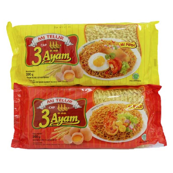 

3 Ayam Mie Telor Super Kuning, Merah Pack 200gr
