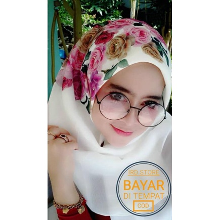 Hijab Jilbab Kerudung Segiempat Bella Square Printing motif Bunga Mawar warna terlengkap / Jilbab Be