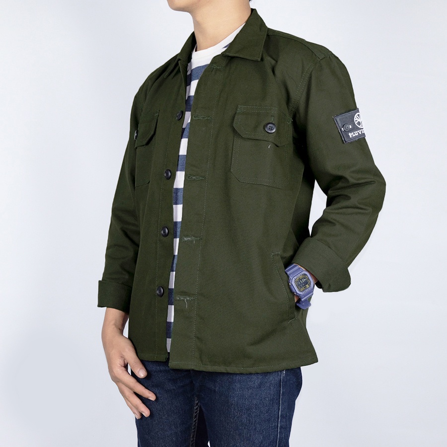 SEMI PARKA TRACKER JAKET KANVAS PLUVIOPHLE - HIJAU ARMY