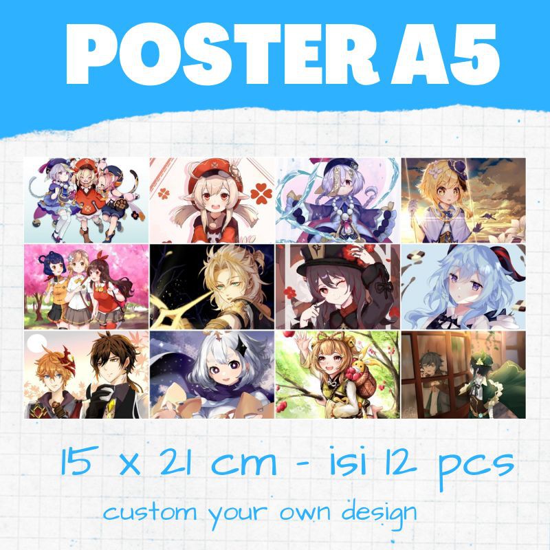 12 poster anime A5 genshin impact dekorasi dinding wallpaper