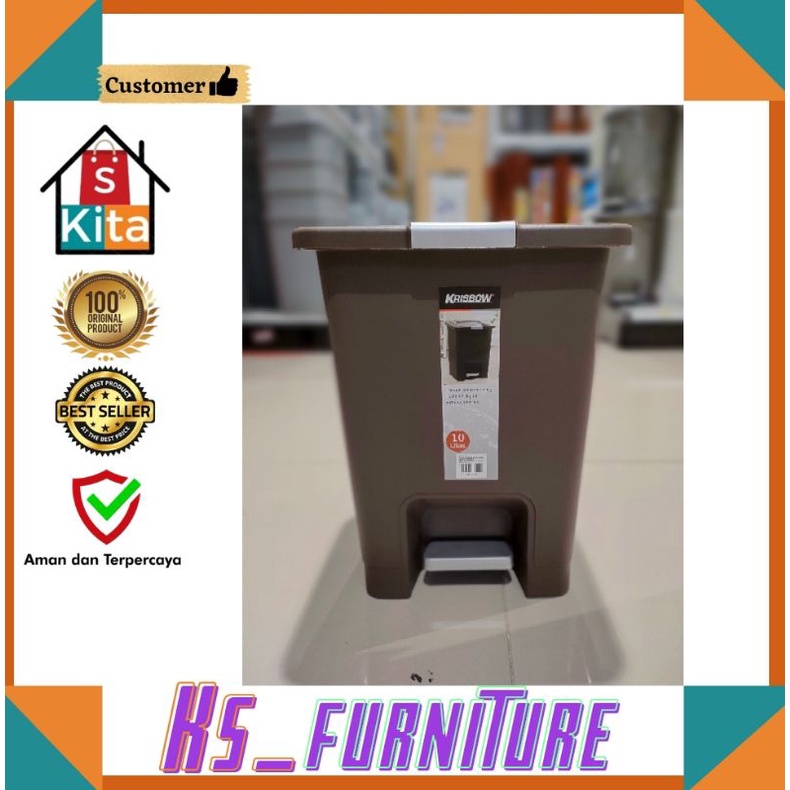 Tempat Sampah 10 L/Tempat sampah Injak/Tempat sampah Krisbow/Tong sampah/tempat sampah plastik