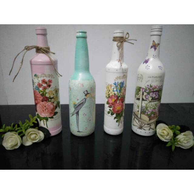 Botol hias decoupage