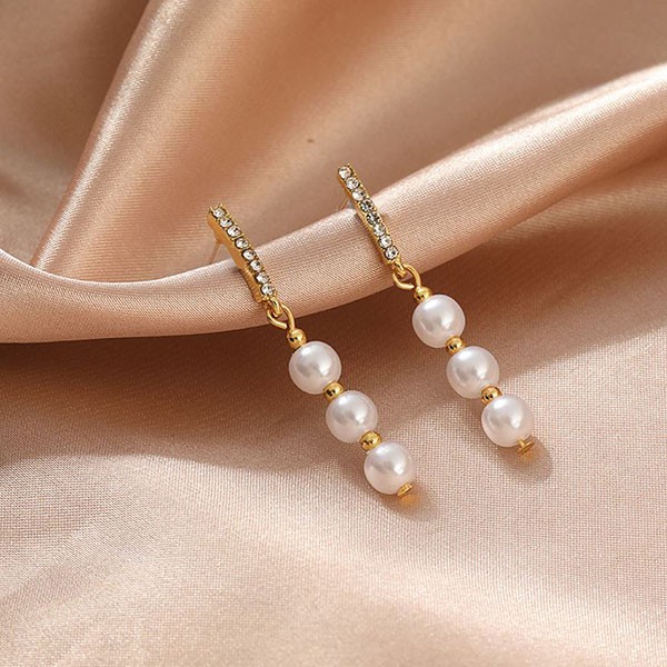 anting wanita s925 sterling silver pearl stud earrings jan241 (3E3)