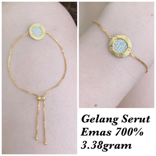  gelang  rantai serut  emas  asli  kadar 700 berat 3 38gr 