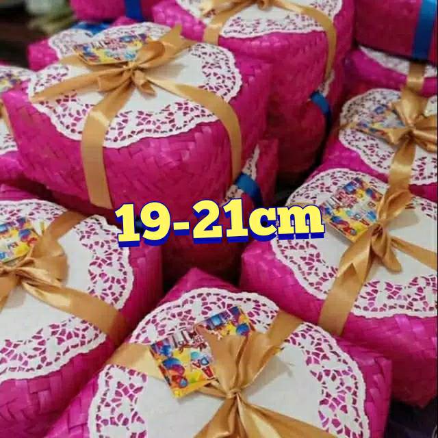 BESEK BAMBU WARNA+pita+kertas renda 5pasang 19-21cm