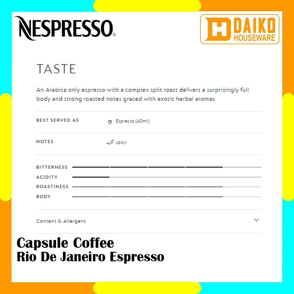 Capsule Nespresso Rio De Janeiro Espresso Original Nestle 1 Pack - Coffee World Explorations Kopi Kapsul Expired Lama