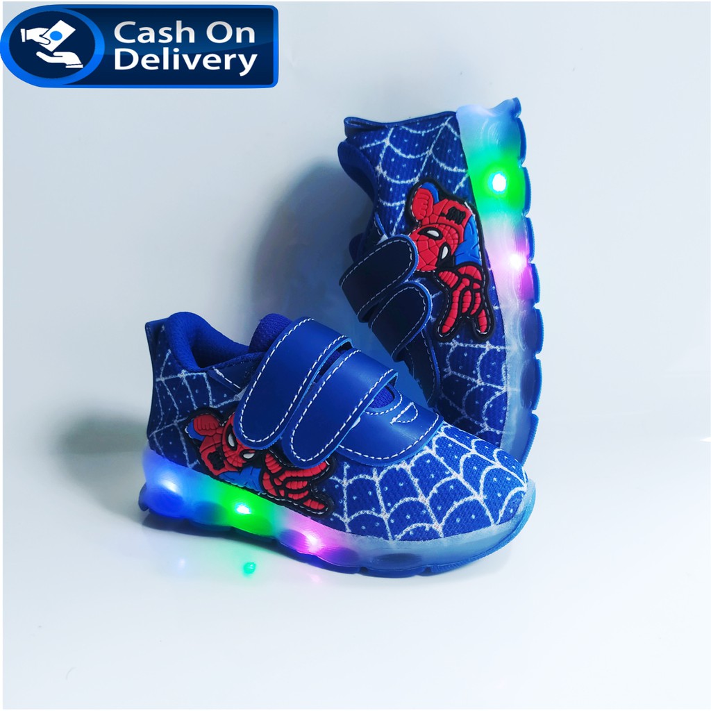 Sepatu Sneaker Anak Laki-laki LAMPU LED SPIDERMAN -TERKEREN DAN TERLARIS