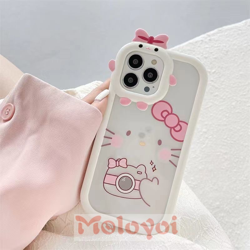 Soft Case Motif Kartun Hello Kitty 3D Untuk iPhone 7 8 14 Plus 13 11 12 14 Pro MAX 6 6S Plus XR X XS MAX SE