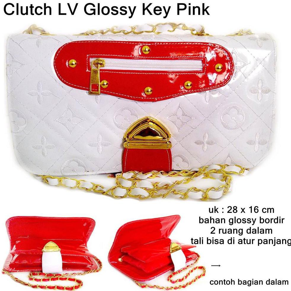 Good Price tas clutch lv glossy key putih Murah