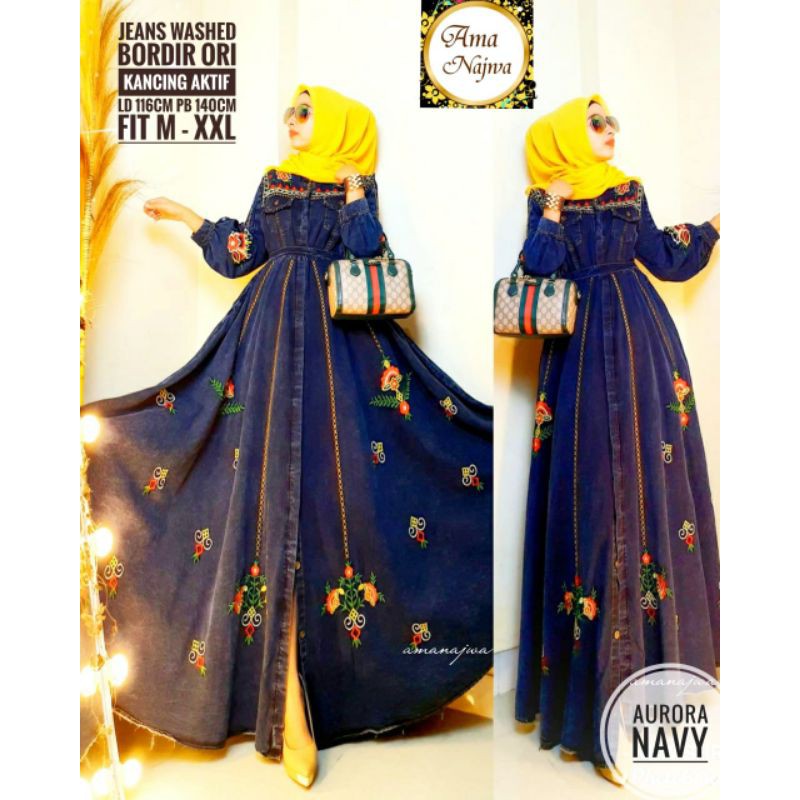 AURORA MAXY SHR GAMIS JEANS ORI/BAJU MUSLIM BEST SELLER CANTIK