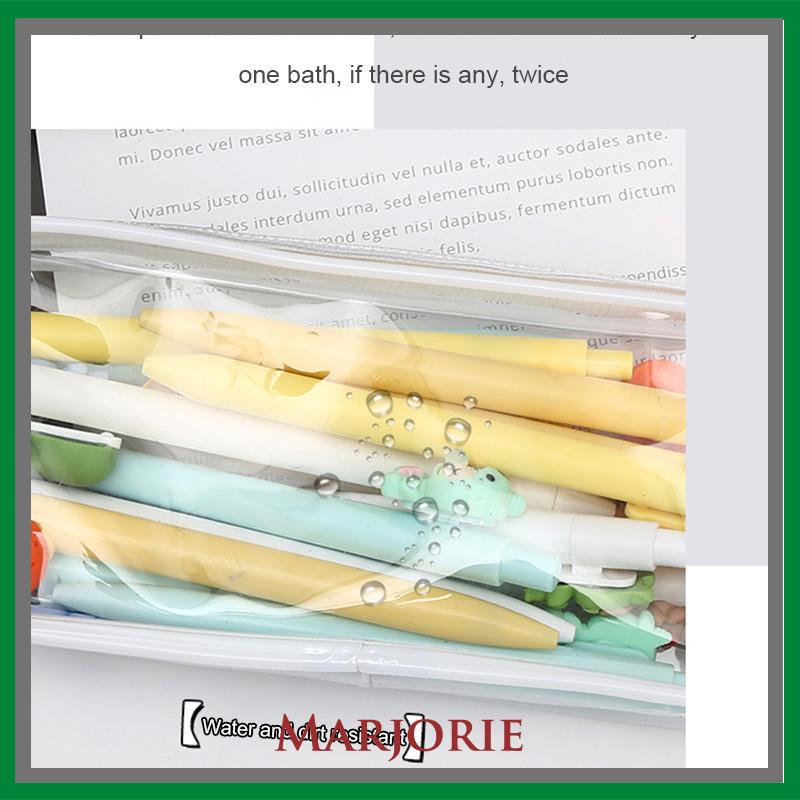 Decompression Primary Middle School Students Competition Rotating Pen Can Write Student Rotating PenTransparent PVC Student Stationery Zipper Pen Bag Travel Portable Toiletry Makeup Storage Bag-MJD