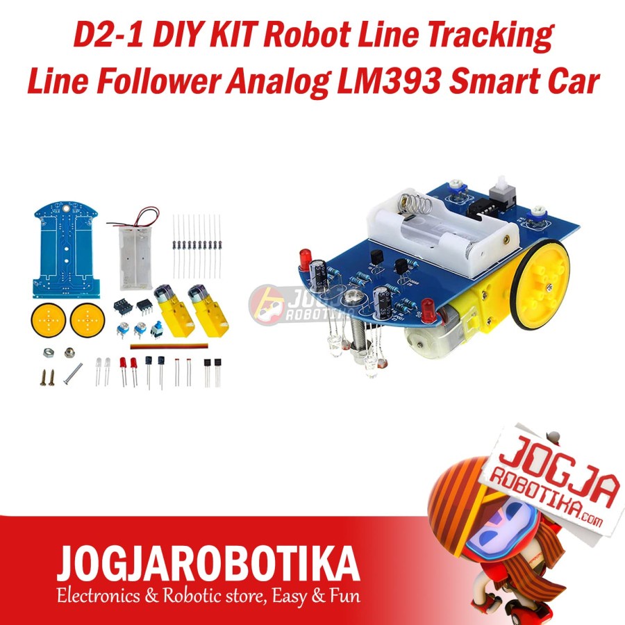 D2-1 DIY KIT Robot Line Follower Analog LM393 Smart Car(SUDAH DIRAKIT)