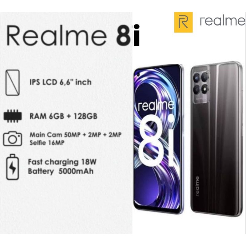HP BARU REALME 8i | 8pro Camera 108MP Display Super Amoled ORIGINAL TERBARU GARANSI RESMI INDONESIA-Realme 8i 6/128Black
