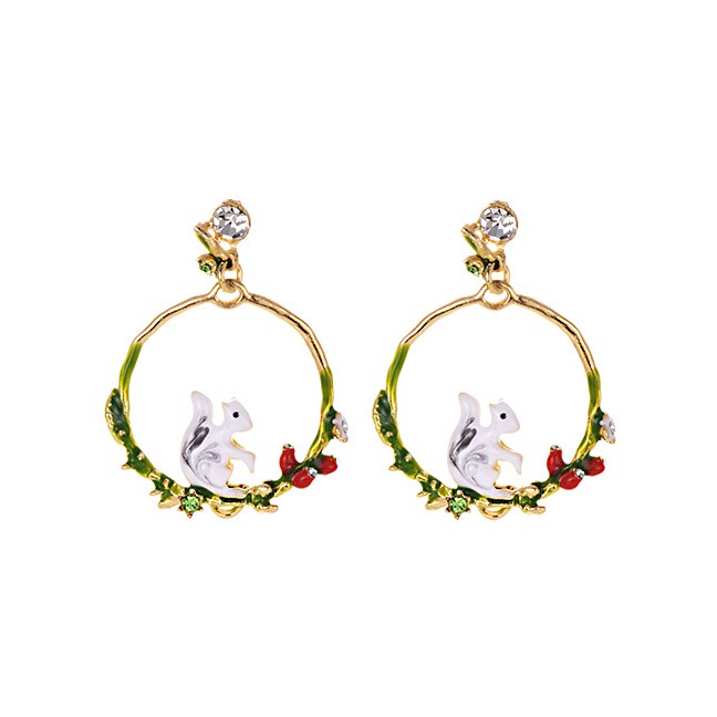 LRC Anting Tusuk Fashion Alloy Circle Kangaroo Earrings F6340X