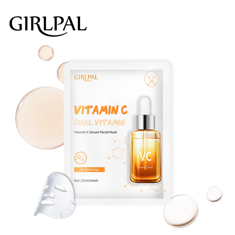 GIRLPAL VITAMIN C SERUM FACIAL MASK Brightening / Masker Wajah Facial Skincare Perawatan Wajah