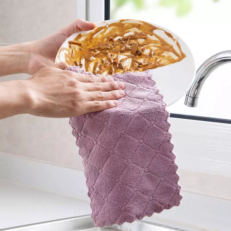 Kain Lap Dapur Meja Piring Gelas Kaca Anti Minyak Microfiber Kitchen Towel Serbaguna Serap Air Cleaning Cloth