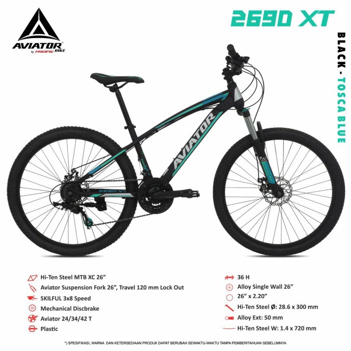 SEPEDA GUNUNG mtb 26" AVIATOR 2690 XT(3x8SPEED)PACIFIC