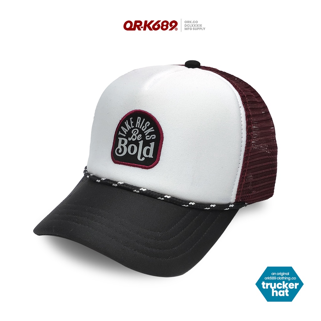 Topi pria distro jaring  trucker hat ork689 Original Bebold white maroon