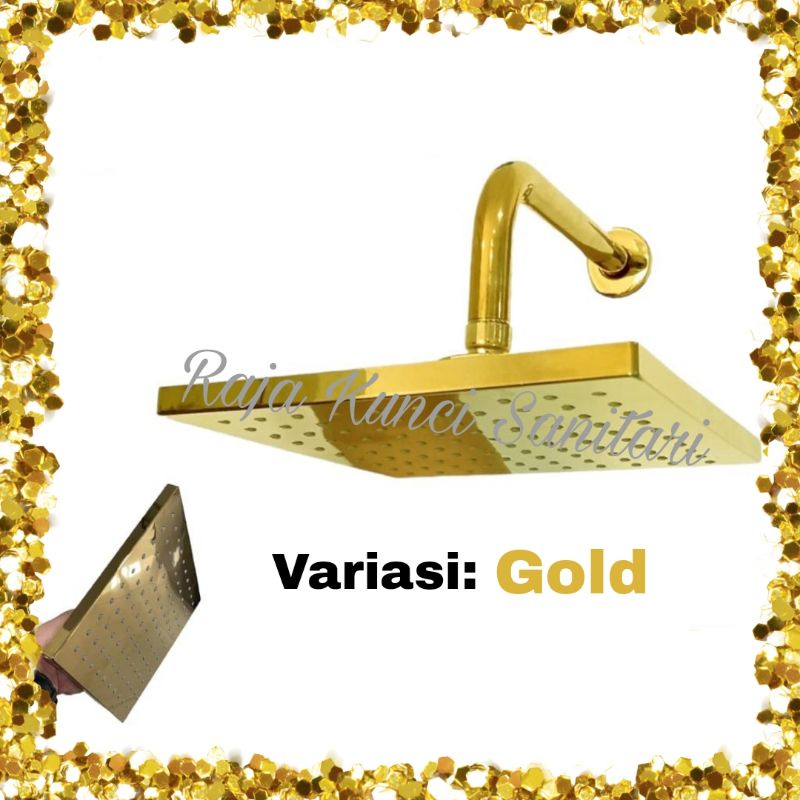 Wall Shower/Over/Pancuran Shower/Head Shower/Kotak/Segi/Bulat/Gold/Rose Gold/Black Gold