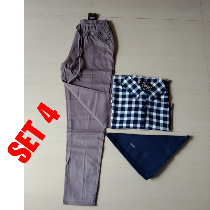 REALPICK PAKET KOMPLIT 3 IN 1,KEMEJA MONALISA ORY+CELANA BEGGY PANT MISS HOTTY STANDART+HIJAB SAUDI