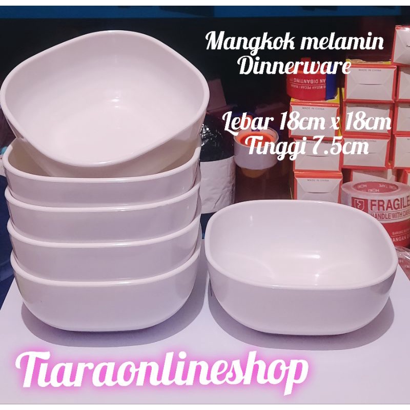 Mangkok kotak melamin dinerware  edisi mandalika tebal dan tahan panas /mangkuk segi /mangkok melamin